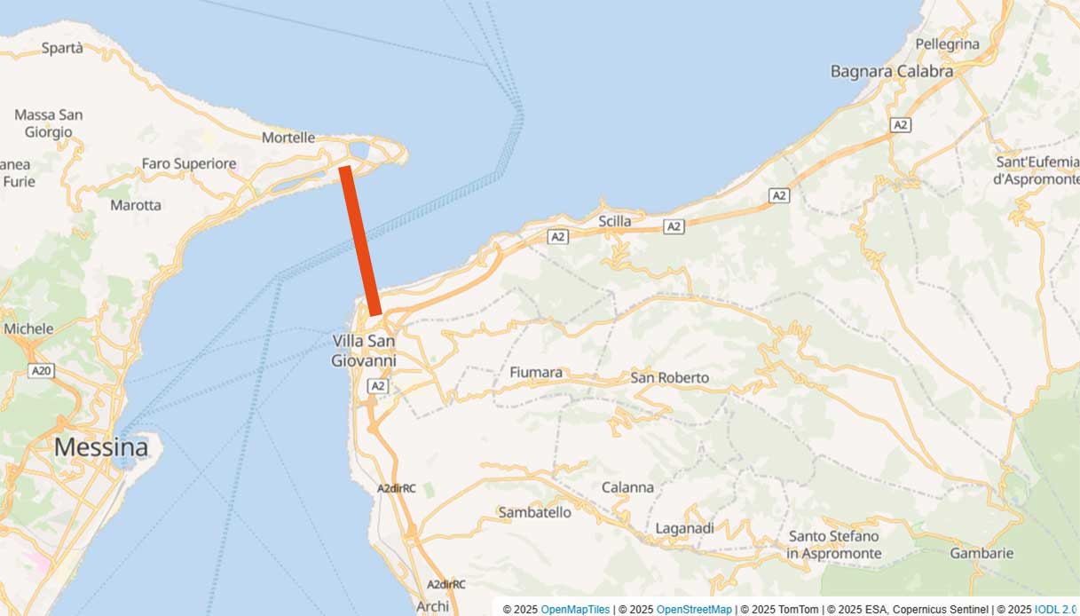 mappa stretto messina