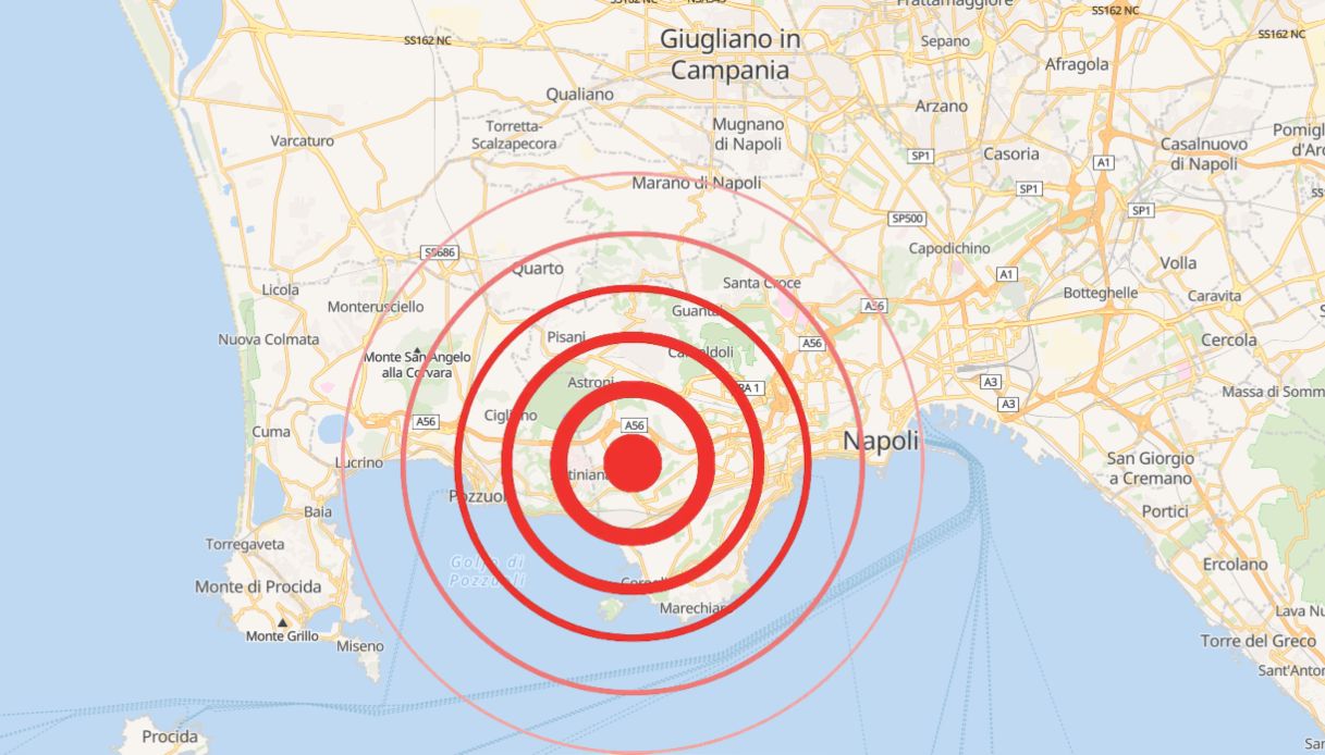 Terremoto ai Campi Flegrei di magnitudo 2.5, due scosse avvertite in diverse zone di Pozzuoli o Napoli