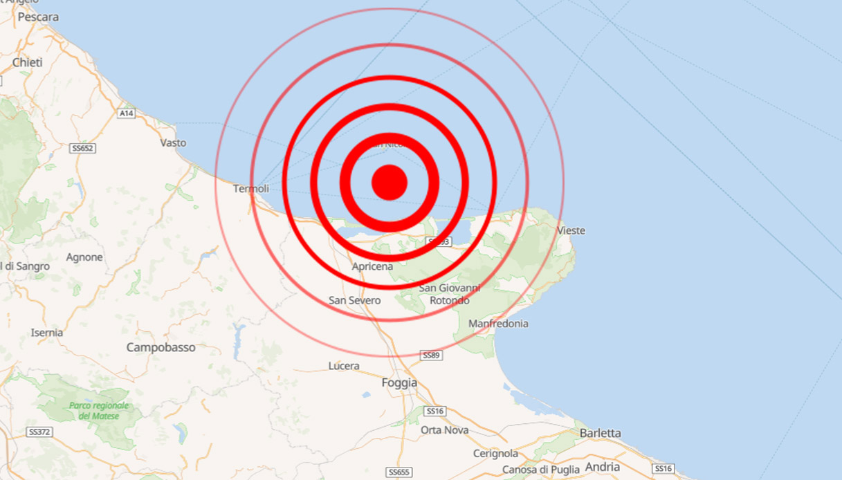 scossa di terremoto in puglia vicino foggia di magnitudo 36 sisma sulla costa del gargano ballava tutto