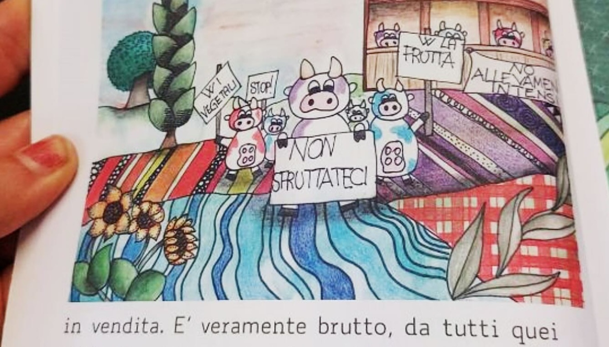 Nel Diario Amico distribuito nelle scuole la vignetta delle mucche "sfruttate" fa infuriare gli allevatori