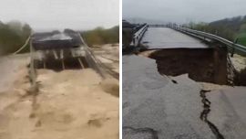 Frana Petacciato in Molise tra le più grandi d'Europa, dalle colline al mare: ponti crollati e strade spezzate