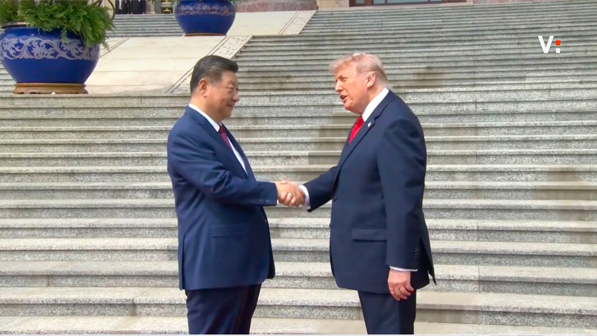 donald trump in cina l8217arrivo a pechino e la lunga stretta di mano con xi jinping da Virgilio.it donald trump in cina l8217arrivo a pechino e la lunga stretta di mano con xi jinping