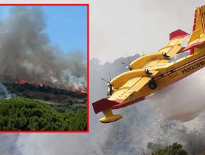 Incendio a Vieste nella pineta in zona Caravella vicino al lungomare Europa e a un hotel