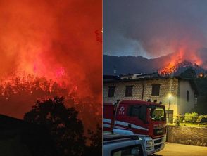 Incendio sul Lago di Garda a Tignale nel Bresciano, 200 persone evacuate e Canadair in volo