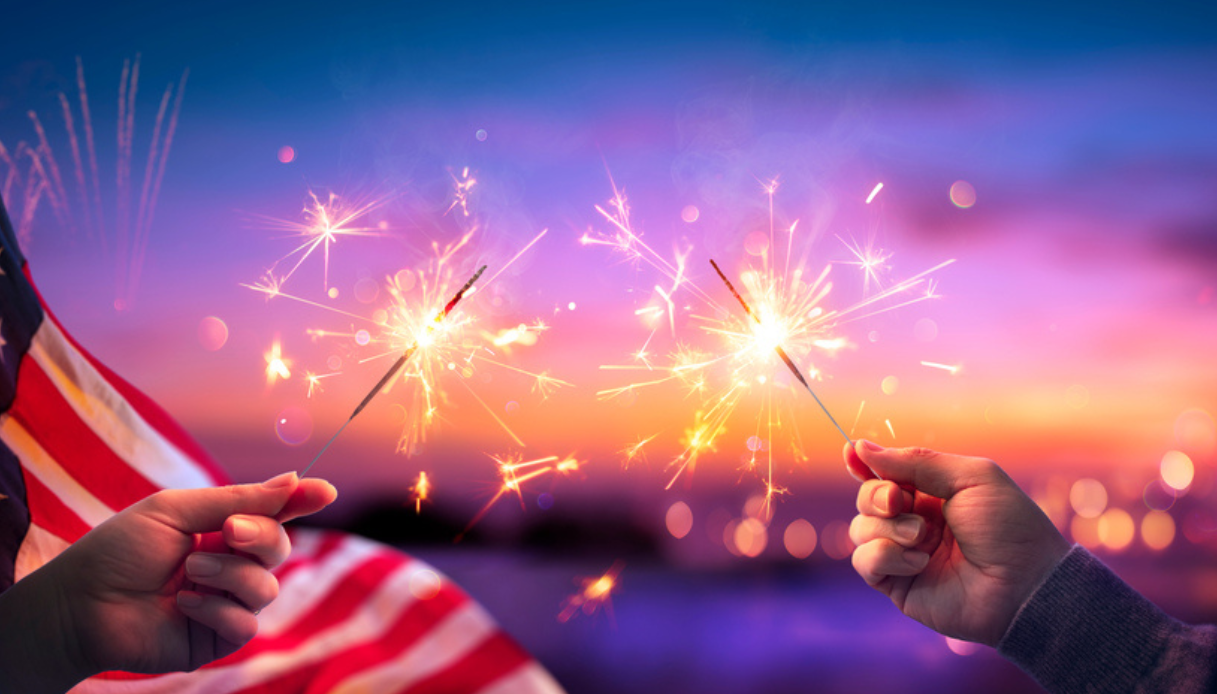 4 Luglio Felice Giorno Dell'indipendenza Con Fuochi D'artificio E