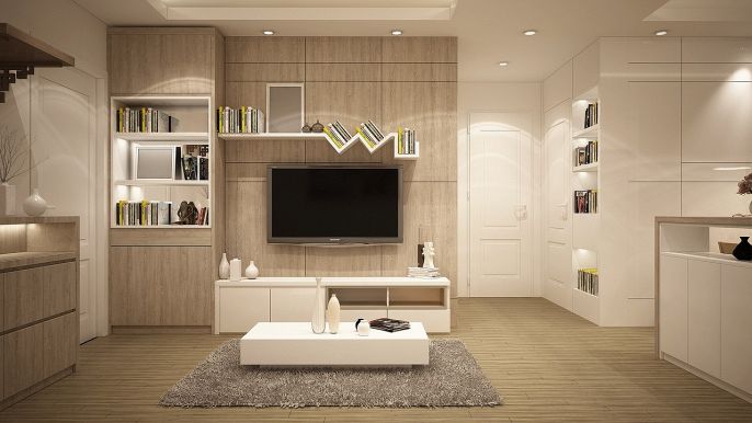 salotto con tv e parete attrezzata