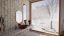 bagno della casa in montagna con finestra sulla neve