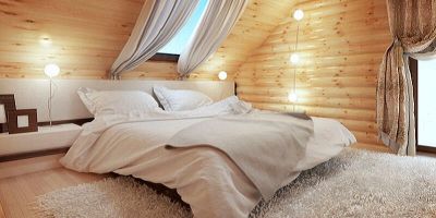 Illuminazione camera da letto tetto in legno