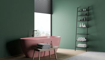 bagno verde e rosa