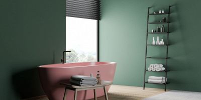 bagno verde e rosa