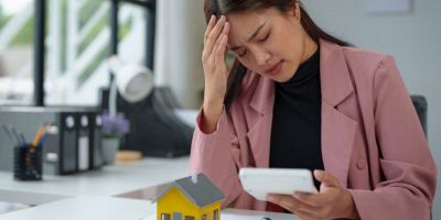 una donna preoccupata per le spese per mantenere casa