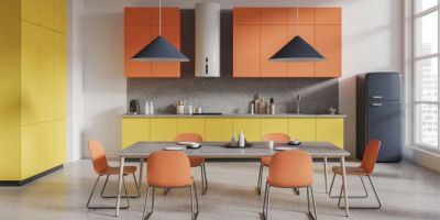 abbinamento parete e cucina arancione