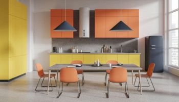 abbinamento parete e cucina arancione