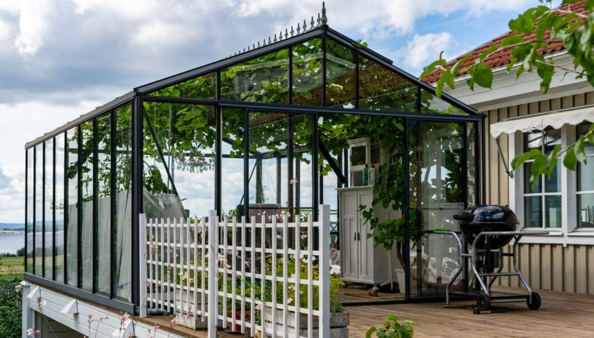 serra per le piante in un grande terrazzo