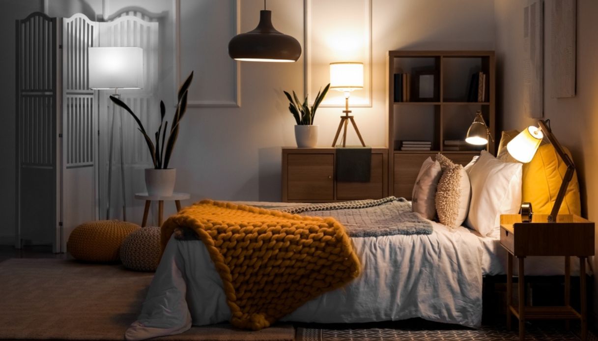 camera da letto con arredamento in stile cozy