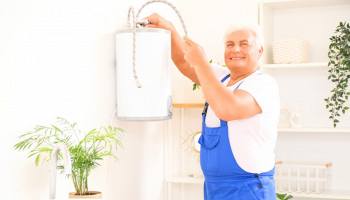 tecnico che monta la caldaia