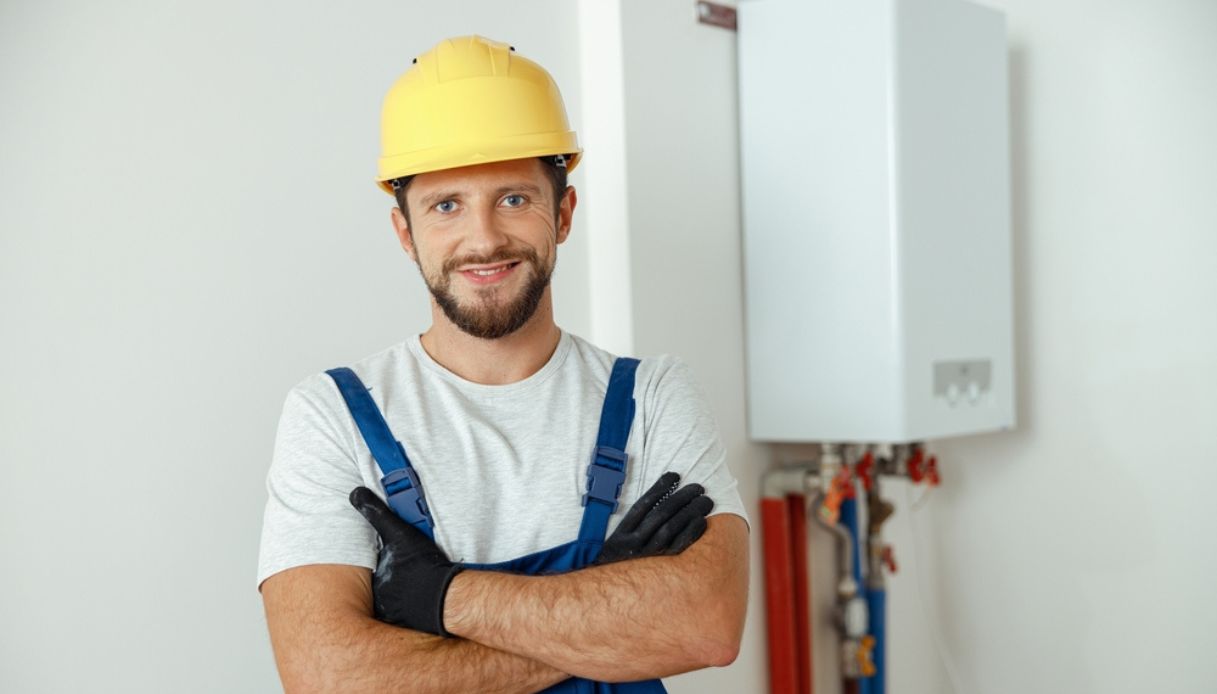 tecnico esperto che ha appena installato un impianto ibrido o misto