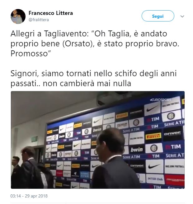 Inter-Juve, da Tagliavento al fratello di Orsato: polemica social