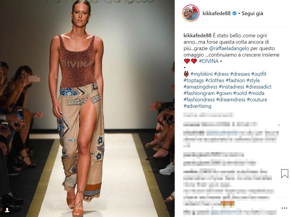 Federica Pellegrini modella alla Milano Fashion Week