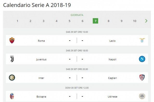 Calendario Serie A 2018-19: anticipi e posticipi tv fino al 29/12