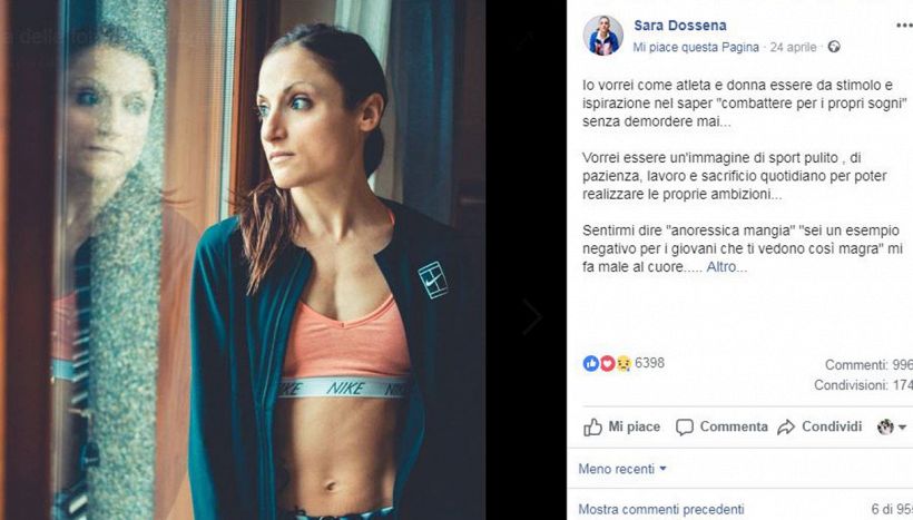 Sara Dossena e gli haters: "Rispetto per chi soffre di anoressia"