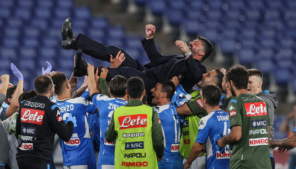 Napoli,l'emozionante discorso di Gattuso in campo dopo il trionfo ...
