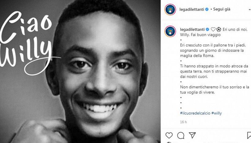 Il calcio piange Willy Monteiro Duarte, il 21enne ucciso a botte