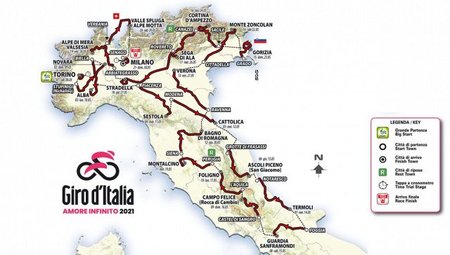 Giro d'Italia 2021, calendario delle 21 tappe | Date | Percorso