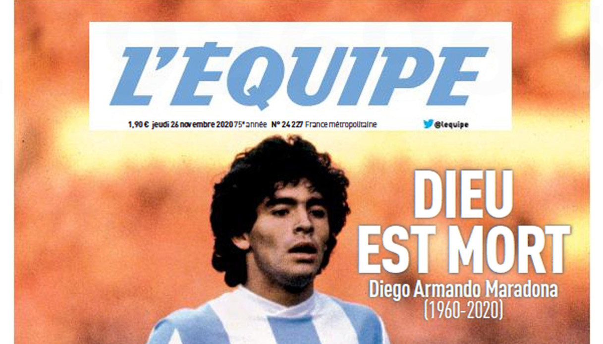 Addio Maradona, le prime pagine dei quotidiani