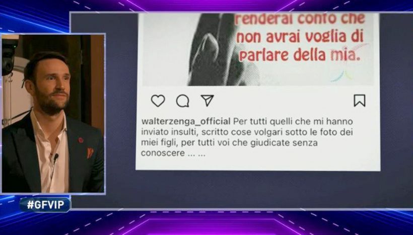 GF Vip, Andrea Zenga risponde in diretta al padre Walter