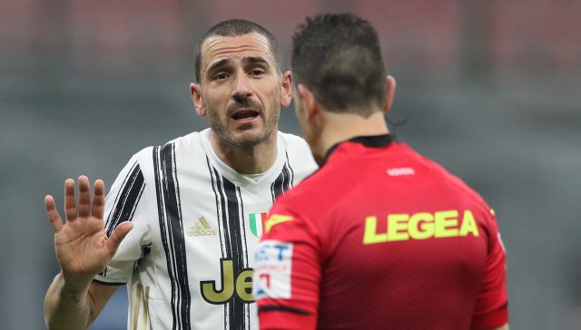 Bonucci attacca l'arbitro per giallo in Inter-Juve: "Vergognoso"