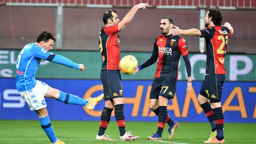 Napoli ko, Pandev ex spietato: doppietta e 2-1 Genoa