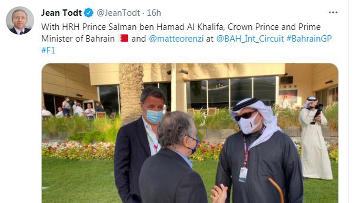 F1, Matteo Renzi al GP in Bahrain: le foto con Jean Todt