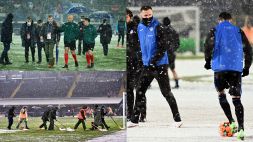 Atalanta-Villarreal rinviata: la neve, gli spalatori, il pallone rosso