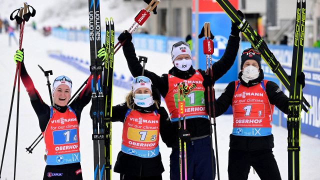 Biathlon: la Norvegia fa sua la staffetta mista, Italia 7ª