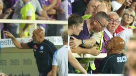 Spalletti insultato: la reazione a muso duro con un tifoso viola, le immagini