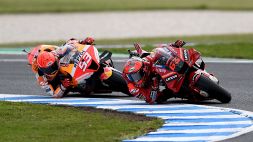 MotoGP in Australia, Bagnaia polemico sulle scie: Marquez lo ringrazia
