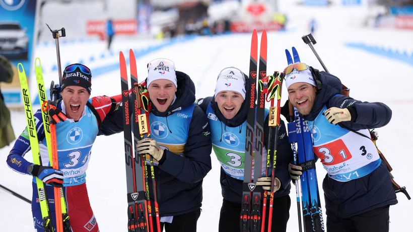 Biathlon, va alla Francia la staffetta maschile