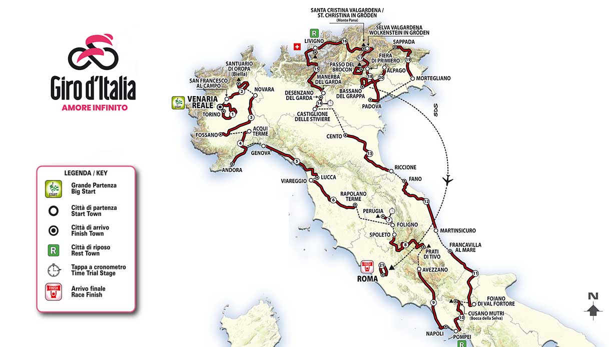 Giro d'Italia 2024: percorso, lunghezza, altimetria e difficoltà di tutte le tappe