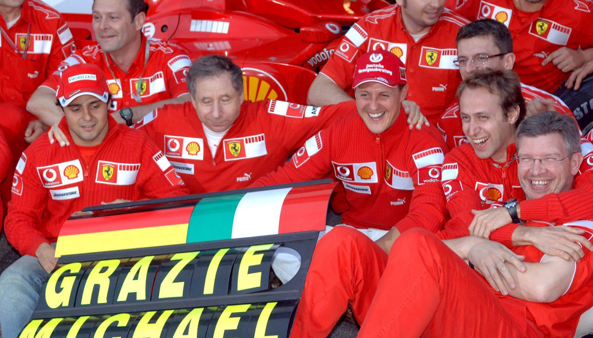 Massa con Todt e Schumacher