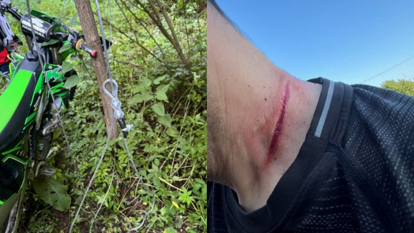 Motociclismo sotto shock: pilota enduro Daniele Cirrincione disarcionato e ferito da un cappio nel bosco