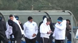 Real Madrid-Napoli, l'allenamento degli azzurri sotto la pioggia battente