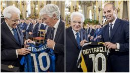 Finale Coppa Italia: Juve e Atalanta ricevute da Mattarella, Allegri e Gasperini donano una maglia al Presidente