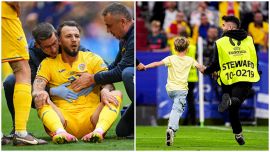 Euro2024, l'ex Crotone Mogos spaventa tutti in Romania-Olanda, poi baby invasione di campo