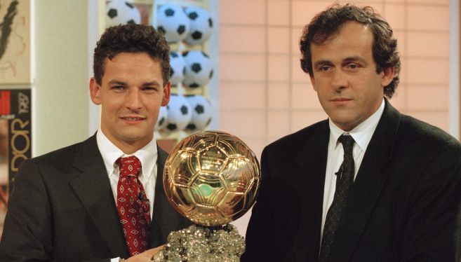 Italian Soccer Player Roberto Baggio and Michel Platini