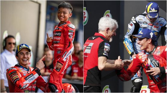 MotoGP, Marc Marquez cuore d'oro: festeggia col baby tifoso che aveva pianto per lui