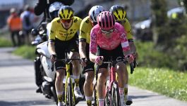 Ciclismo, Neilson Powless beffa Van Aert e la Visma e si prende la Dwaars. Pedersen perde l'attimo, male Milan