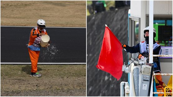 F1, Suzuka lotta contro il fuoco: erba bagnata per evitare gli incendi a bordo pista e le bandiere rosse