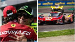 Wec 6 ore di Imola: c'è una Ferrari che vince, Rossi 2° e beffato in LMGT3. L'abbraccio tra Giovinazzi e Valentino