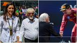 F1, Bernie Ecclestone si rivede in Austria con la moglie Fabiana Flosi: sul podio premia Leclerc, Norris e Piastri